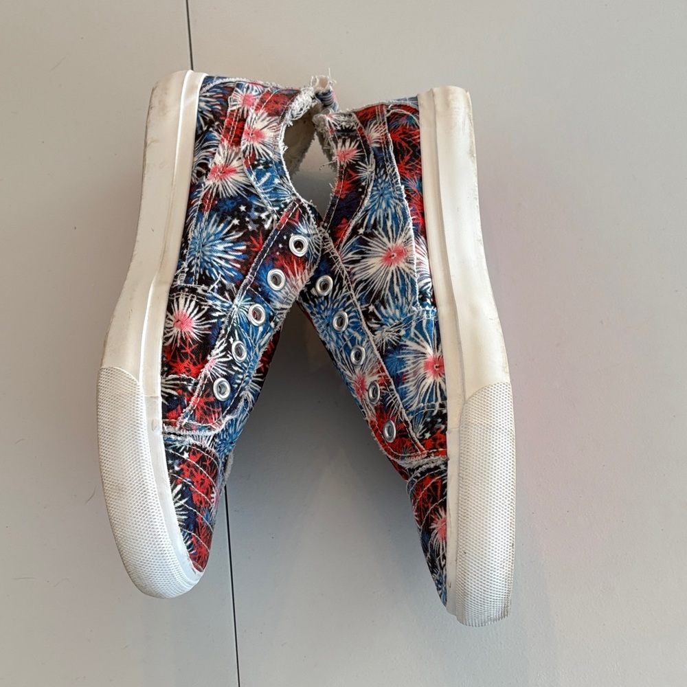 Conkys Women's Red and Blue Tie-Dye Sneakers - Picture 3 of 7